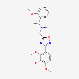molecular formula C22H27N3O5 B6074938 1-(2-methoxyphenyl)-N-methyl-N-{[3-(2,3,4-trimethoxyphenyl)-1,2,4-oxadiazol-5-yl]methyl}ethanamine 