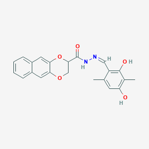 molecular formula C22H20N2O5 B6074946 N'-(2,4-dihydroxy-3,6-dimethylbenzylidene)-2,3-dihydronaphtho[2,3-b][1,4]dioxine-2-carbohydrazide 
