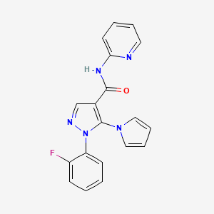 molecular formula C19H14FN5O B6074974 1-(2-fluorophenyl)-N-2-pyridinyl-5-(1H-pyrrol-1-yl)-1H-pyrazole-4-carboxamide 