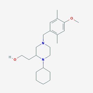 molecular formula C22H36N2O2 B6075044 2-[1-cyclohexyl-4-(4-methoxy-2,5-dimethylbenzyl)-2-piperazinyl]ethanol 