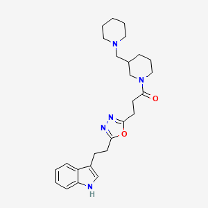 molecular formula C26H35N5O2 B6075062 3-[2-(5-{3-oxo-3-[3-(1-piperidinylmethyl)-1-piperidinyl]propyl}-1,3,4-oxadiazol-2-yl)ethyl]-1H-indole 
