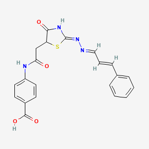 4-[({4-hydroxy-2-[(3-phenyl-2-propen-1-ylidene)hydrazono]-2,5-dihydro-1,3-thiazol-5-yl}acetyl)amino]benzoic acid