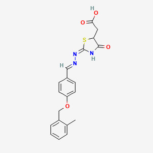 molecular formula C20H19N3O4S B6075077 [2-({4-[(2-methylbenzyl)oxy]benzylidene}hydrazono)-4-oxo-1,3-thiazolidin-5-yl]acetic acid 