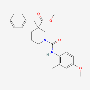 molecular formula C24H30N2O4 B6075091 ethyl 3-benzyl-1-{[(4-methoxy-2-methylphenyl)amino]carbonyl}-3-piperidinecarboxylate 