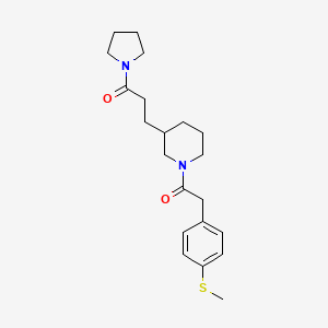 molecular formula C21H30N2O2S B6075143 1-{[4-(methylthio)phenyl]acetyl}-3-[3-oxo-3-(1-pyrrolidinyl)propyl]piperidine 