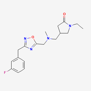 molecular formula C18H23FN4O2 B6075158 1-ethyl-4-{[{[3-(3-fluorobenzyl)-1,2,4-oxadiazol-5-yl]methyl}(methyl)amino]methyl}-2-pyrrolidinone 