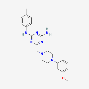 molecular formula C22H27N7O B6075188 6-{[4-(3-methoxyphenyl)-1-piperazinyl]methyl}-N-(4-methylphenyl)-1,3,5-triazine-2,4-diamine 