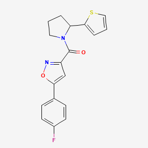 molecular formula C18H15FN2O2S B6075200 5-(4-fluorophenyl)-3-{[2-(2-thienyl)-1-pyrrolidinyl]carbonyl}isoxazole 