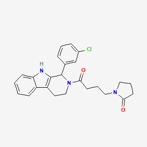 molecular formula C25H26ClN3O2 B6075201 1-{4-[1-(3-chlorophenyl)-1,3,4,9-tetrahydro-2H-beta-carbolin-2-yl]-4-oxobutyl}-2-pyrrolidinone 