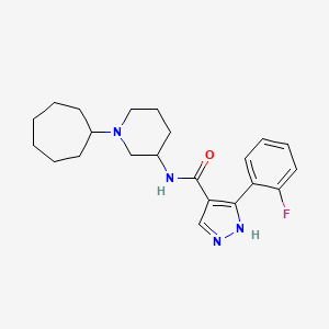 molecular formula C22H29FN4O B6075233 N-(1-cycloheptyl-3-piperidinyl)-3-(2-fluorophenyl)-1H-pyrazole-4-carboxamide 