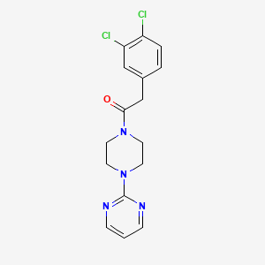 molecular formula C16H16Cl2N4O B6075292 2-{4-[(3,4-dichlorophenyl)acetyl]-1-piperazinyl}pyrimidine 