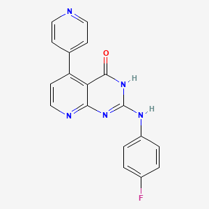 molecular formula C18H12FN5O B6075304 2-[(4-fluorophenyl)amino]-5-(4-pyridinyl)pyrido[2,3-d]pyrimidin-4(3H)-one 