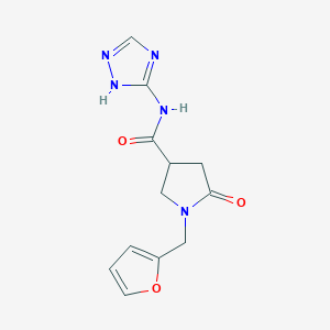molecular formula C12H13N5O3 B6075315 1-(2-furylmethyl)-5-oxo-N-1H-1,2,4-triazol-3-yl-3-pyrrolidinecarboxamide 