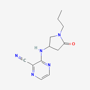 molecular formula C12H15N5O B6075356 3-[(5-oxo-1-propyl-3-pyrrolidinyl)amino]-2-pyrazinecarbonitrile 