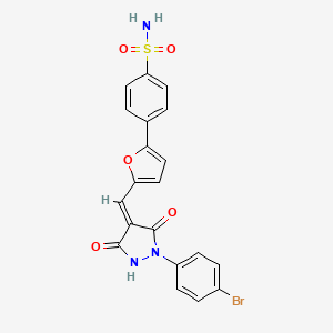 molecular formula C20H14BrN3O5S B6075384 4-(5-{[1-(4-bromophenyl)-3,5-dioxo-4-pyrazolidinylidene]methyl}-2-furyl)benzenesulfonamide 