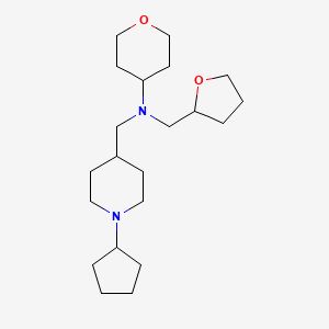molecular formula C21H38N2O2 B6075398 N-[(1-cyclopentyl-4-piperidinyl)methyl]-N-(tetrahydro-2-furanylmethyl)tetrahydro-2H-pyran-4-amine 
