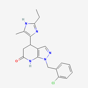molecular formula C19H20ClN5O B6075426 1-(2-chlorobenzyl)-4-(2-ethyl-4-methyl-1H-imidazol-5-yl)-1,4,5,7-tetrahydro-6H-pyrazolo[3,4-b]pyridin-6-one 