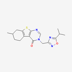 molecular formula C17H20N4O2S B6075431 3-[(5-isopropyl-1,2,4-oxadiazol-3-yl)methyl]-7-methyl-5,6,7,8-tetrahydro[1]benzothieno[2,3-d]pyrimidin-4(3H)-one 