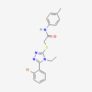 molecular formula C19H19BrN4OS B6075434 2-{[5-(2-bromophenyl)-4-ethyl-4H-1,2,4-triazol-3-yl]thio}-N-(4-methylphenyl)acetamide 