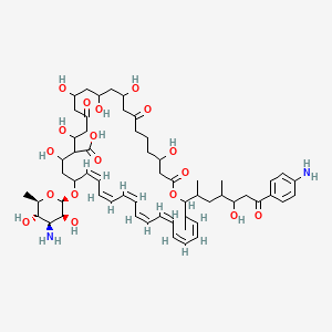 molecular formula C59H86N2O18 B607546 (23Z,25Z,27Z,29Z,31Z,33Z,35Z)-22-[(2R,3S,4S,5S,6R)-4-amino-3,5-dihydroxy-6-methyloxan-2-yl]oxy-38-[7-(4-aminophenyl)-5-hydroxy-4-methyl-7-oxoheptan-2-yl]-4,10,12,14,18,20-hexahydroxy-37-methyl-2,8,16-trioxo-1-oxacyclooctatriaconta-23,25,27,29,31,33,35-heptaene-19-carboxylic acid CAS No. 58591-23-4