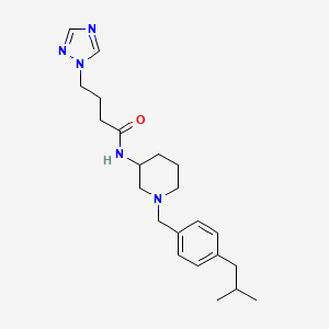 molecular formula C22H33N5O B6075460 N-[1-(4-isobutylbenzyl)-3-piperidinyl]-4-(1H-1,2,4-triazol-1-yl)butanamide 