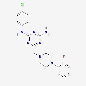 molecular formula C20H21ClFN7 B6075462 N-(4-chlorophenyl)-6-{[4-(2-fluorophenyl)-1-piperazinyl]methyl}-1,3,5-triazine-2,4-diamine 