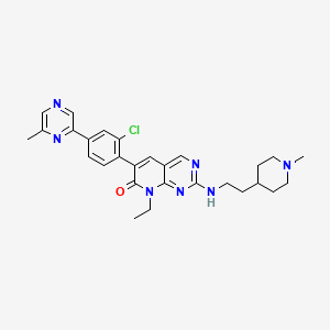 molecular formula C28H32ClN7O B607550 6-[2-氯-4-(6-甲基吡嗪-2-基)苯基]-8-乙基-2-{[2-(1-甲基哌啶-4-基)乙基]氨基}吡啶并[2,3-D]嘧啶-7(8h)-酮 CAS No. 1432908-05-8