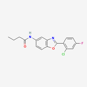 molecular formula C17H14ClFN2O2 B6075502 N-[2-(2-chloro-4-fluorophenyl)-1,3-benzoxazol-5-yl]butanamide 
