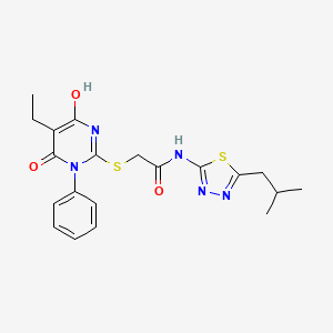 molecular formula C20H23N5O3S2 B6075513 2-[(5-ethyl-4-hydroxy-6-oxo-1-phenyl-1,6-dihydro-2-pyrimidinyl)thio]-N-(5-isobutyl-1,3,4-thiadiazol-2-yl)acetamide 