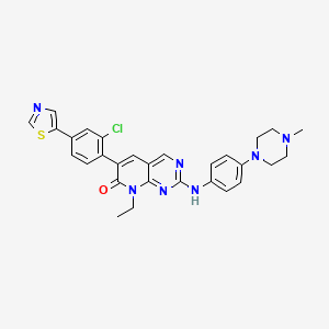 molecular formula C29H28ClN7OS B607552 6-[2-Chloro-4-(1,3-thiazol-5-yl)phenyl]-8-ethyl-2-[4-(4-methylpiperazin-1-yl)anilino]pyrido[2,3-d]pyrimidin-7-one CAS No. 1286739-19-2