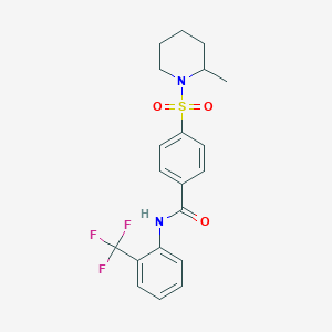 molecular formula C20H21F3N2O3S B6075520 4-[(2-methyl-1-piperidinyl)sulfonyl]-N-[2-(trifluoromethyl)phenyl]benzamide 