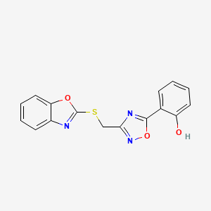 molecular formula C16H11N3O3S B6075554 2-{3-[(1,3-benzoxazol-2-ylthio)methyl]-1,2,4-oxadiazol-5-yl}phenol 