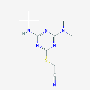 molecular formula C11H18N6S B6075607 {[4-(tert-butylamino)-6-(dimethylamino)-1,3,5-triazin-2-yl]thio}acetonitrile 