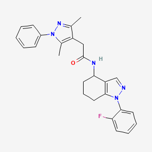 molecular formula C26H26FN5O B6075615 2-(3,5-dimethyl-1-phenyl-1H-pyrazol-4-yl)-N-[1-(2-fluorophenyl)-4,5,6,7-tetrahydro-1H-indazol-4-yl]acetamide 