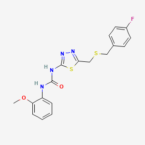 molecular formula C18H17FN4O2S2 B6075625 N-(5-{[(4-fluorobenzyl)thio]methyl}-1,3,4-thiadiazol-2-yl)-N'-(2-methoxyphenyl)urea 