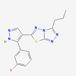 molecular formula C15H13FN6S B6075633 6-[3-(3-fluorophenyl)-1H-pyrazol-4-yl]-3-propyl[1,2,4]triazolo[3,4-b][1,3,4]thiadiazole 