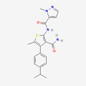 molecular formula C20H22N4O2S B6075718 N-[3-(aminocarbonyl)-4-(4-isopropylphenyl)-5-methyl-2-thienyl]-1-methyl-1H-pyrazole-5-carboxamide 