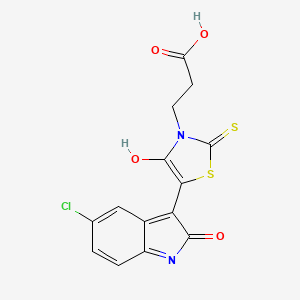 B607574 (5Z)-5-(5-Chloro-1,2-dihydro-2-oxo-3H-indol-3-ylidene)-4-oxo-2-thioxo-3-thiazolidinepropanoic acid CAS No. 1426138-42-2
