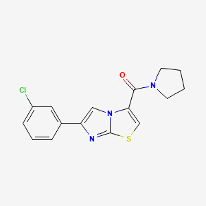 molecular formula C16H14ClN3OS B6075749 6-(3-chlorophenyl)-3-(1-pyrrolidinylcarbonyl)imidazo[2,1-b][1,3]thiazole 