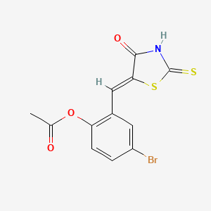 molecular formula C12H8BrNO3S2 B6075768 4-bromo-2-[(4-oxo-2-thioxo-1,3-thiazolidin-5-ylidene)methyl]phenyl acetate 