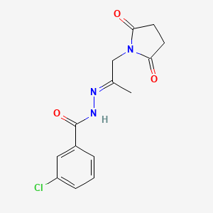 molecular formula C14H14ClN3O3 B6075779 3-chloro-N'-[2-(2,5-dioxo-1-pyrrolidinyl)-1-methylethylidene]benzohydrazide 