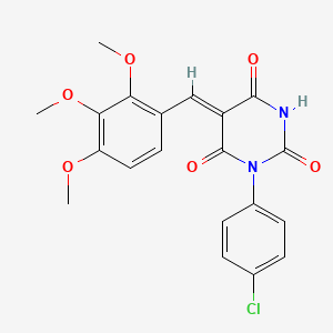 molecular formula C20H17ClN2O6 B6075808 1-(4-chlorophenyl)-5-(2,3,4-trimethoxybenzylidene)-2,4,6(1H,3H,5H)-pyrimidinetrione 