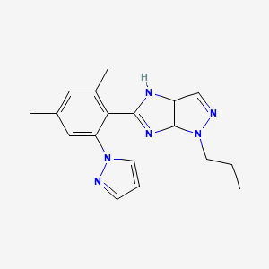 molecular formula C18H20N6 B6075818 5-[2,4-dimethyl-6-(1H-pyrazol-1-yl)phenyl]-1-propyl-1,4-dihydroimidazo[4,5-c]pyrazole 