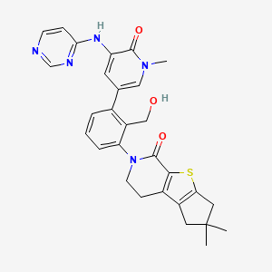 B607584 2-(2-(Hydroxymethyl)-3-(1-methyl-6-oxo-5-(pyrimidin-4-ylamino)-1,6-dihydropyridin-3-yl)phenyl)-6,6-dimethyl-3,4,6,7-tetrahydro-2h-cyclopenta[4,5]thieno[2,3-c]pyridin-1(5h)-one CAS No. 1346669-54-2