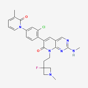 molecular formula C26H26ClFN6O2 B607585 6-[2-氯-4-(3-甲基-2-氧代吡啶-1-基)苯基]-8-[2-(3-氟-1-甲基氮杂环丁-3-基)乙基]-2-(甲基氨基)吡啶并[2,3-d]嘧啶-7-酮 CAS No. 1926204-95-6