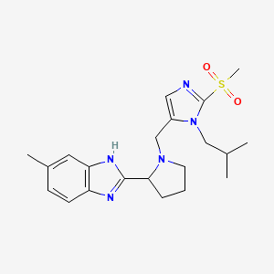 molecular formula C21H29N5O2S B6075878 2-(1-{[1-isobutyl-2-(methylsulfonyl)-1H-imidazol-5-yl]methyl}-2-pyrrolidinyl)-6-methyl-1H-benzimidazole 