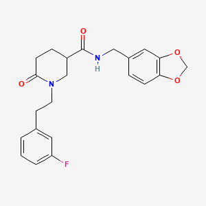 molecular formula C22H23FN2O4 B6075883 N-(1,3-benzodioxol-5-ylmethyl)-1-[2-(3-fluorophenyl)ethyl]-6-oxo-3-piperidinecarboxamide 