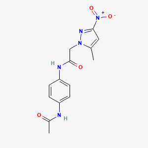 molecular formula C14H15N5O4 B6075892 N-[4-(acetylamino)phenyl]-2-(5-methyl-3-nitro-1H-pyrazol-1-yl)acetamide 