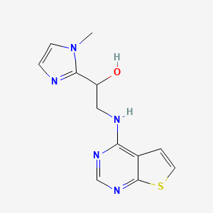 molecular formula C12H13N5OS B6075904 1-(1-methyl-1H-imidazol-2-yl)-2-(thieno[2,3-d]pyrimidin-4-ylamino)ethanol 