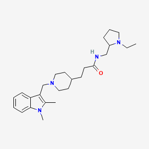 molecular formula C26H40N4O B6075925 3-{1-[(1,2-dimethyl-1H-indol-3-yl)methyl]-4-piperidinyl}-N-[(1-ethyl-2-pyrrolidinyl)methyl]propanamide 